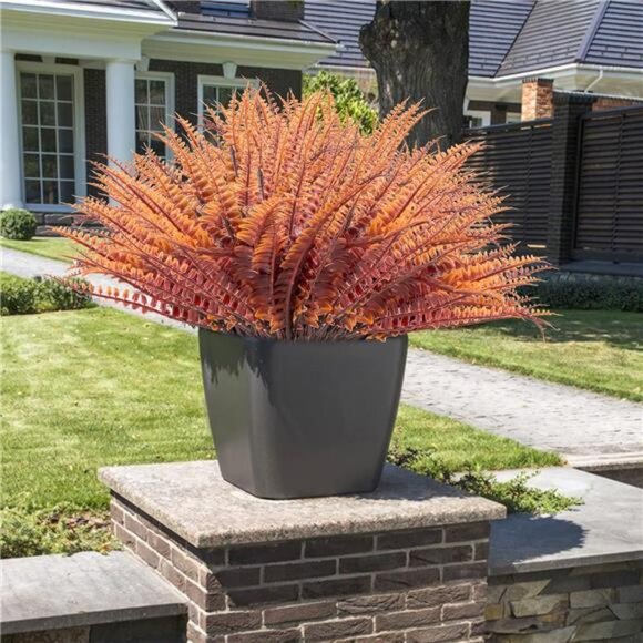 12 Bundles Artificial Fall Plants,Fake Boston Fern Greenery Outdoor UV Resistant - Picture 6 of 8